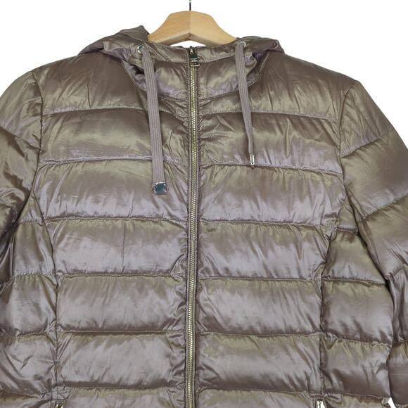 Andrew Marc Packable Lightweight Premium‎ Down Puffer Jacket Gold Metallic Small - Picture 3 of 9